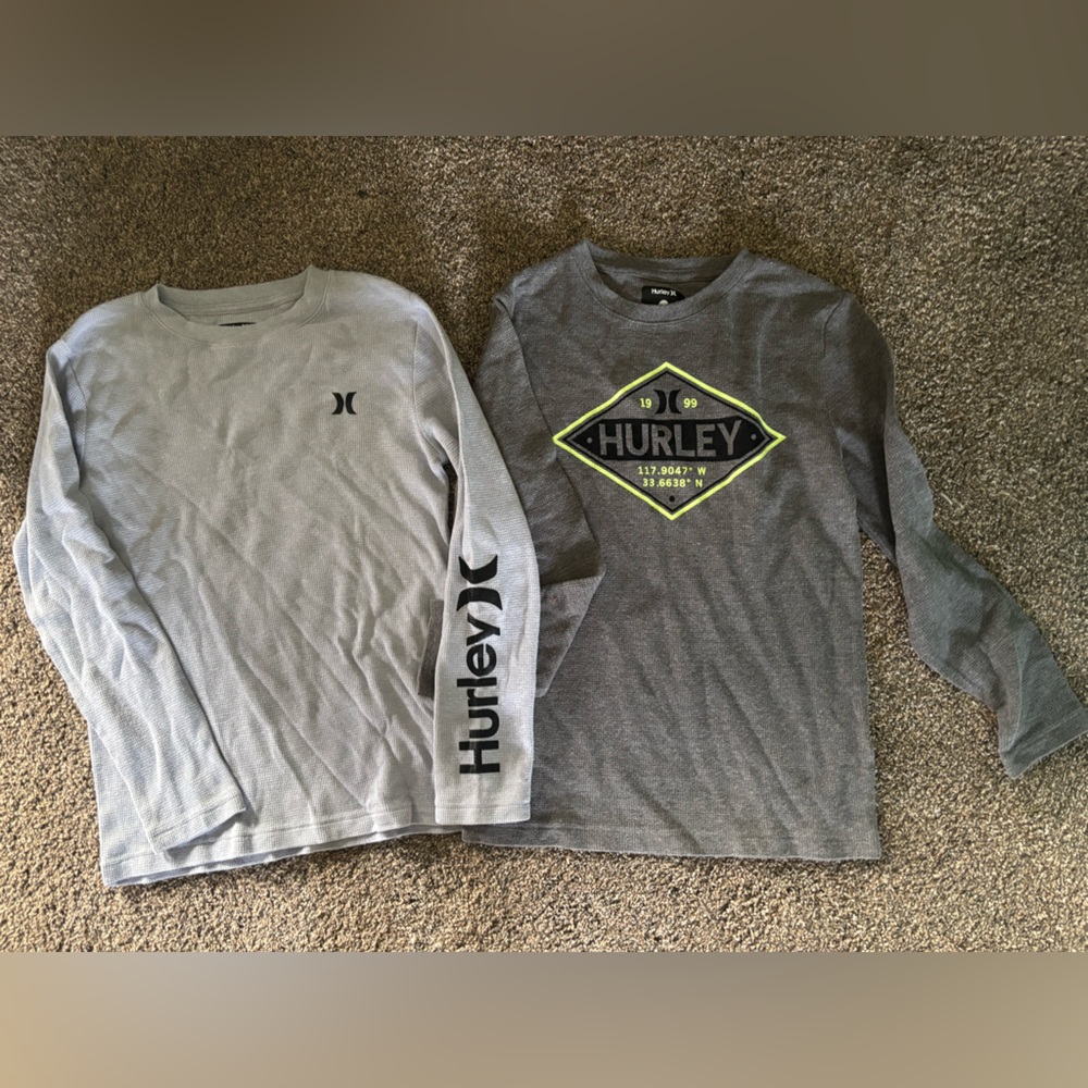 Hurley Gray and Dark Gray Long Sleeve Shirts